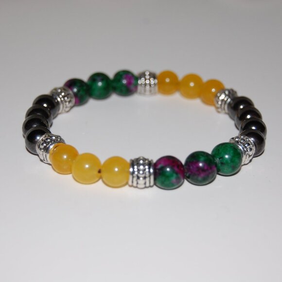 Gemstone Bracelet,Multicolor Stone Beads,Magnetic Beads - Picture 3 of 3